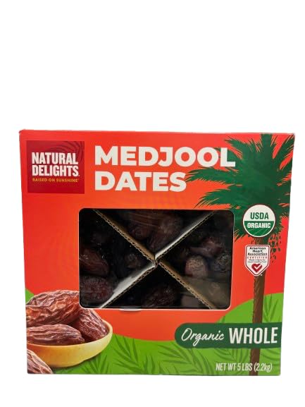 Natural Delights Organic Medjool Dates Whole 5 Pounds