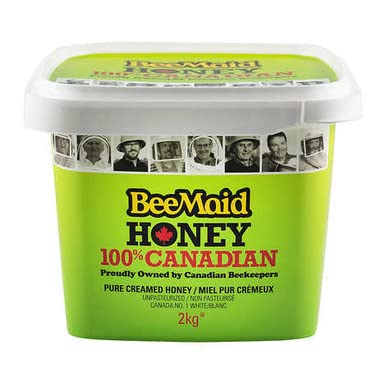 BeeMaid Creamed Honey 2 Kilograms/4.4 Pounds (4 Pack) (Imported from Canada)