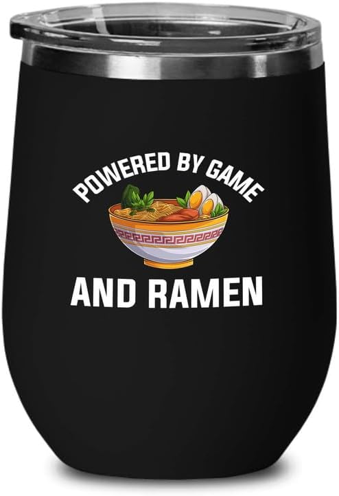 Ramen Lover Black Edition Wine Tumbler 12oz - Powered by game - Food Lovers chicken pumpkin vegan pantry spicy noodles
