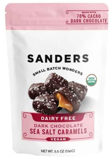 Sanders Small Batch Wonder Dark Chocolate Sea Salt Caramels 5.5oz (Dairy Free Vegan)