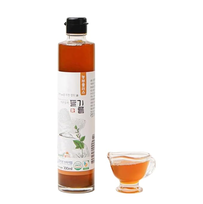 NONGBU PLUS Light Roasted Perilla Oil 10.14 Fl Oz (300ml) 한국산 저온압착 들기름 – 100% Pure Perilla Seed Oil Korean-Style Rich &amp Nutty Flavor