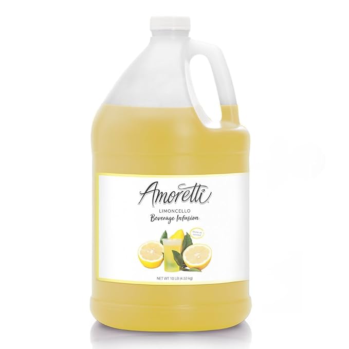 Amoretti - Limoncello Beverage Infusion (10 lbs) - Drink Mix &amp Water Enhancer with Pump for Flavoring Cocktails Waters Teas Mocktails and other Beverages Preservative Free Gluten Free