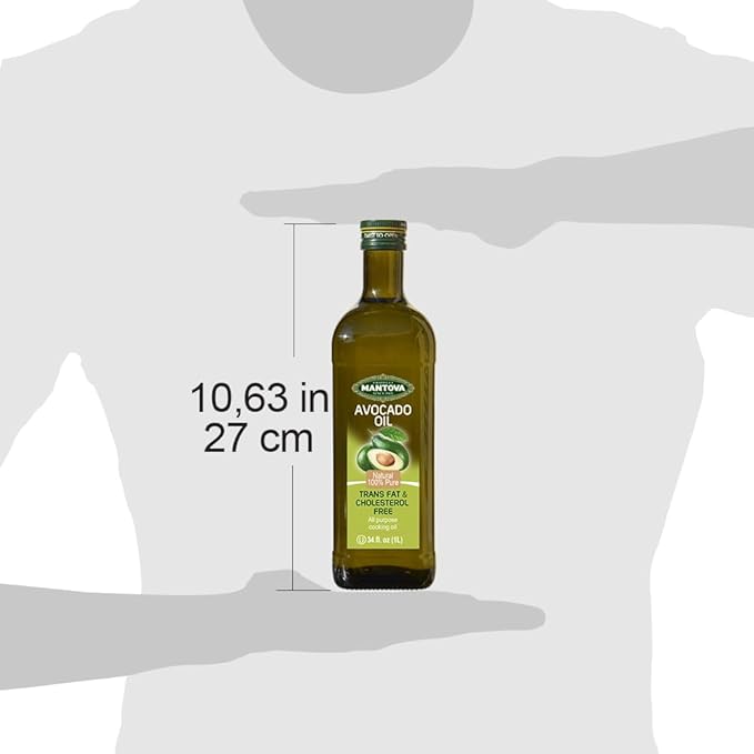 Mantova Avocado Oil 34oz 100% Pure Avocado Oil Trans Fat Free Cholesterol Free All Purpose Cooking Oil Keto Friendly (34 ounces)