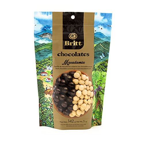 Cafe Britt® Chocolates - Dark Chocolate-covered Gourmet Nuts (4 Pack) (Almonds Cashews Macadamias Hazelnuts) (5 oz each) Gourmet Dark Chocolate Gluten Free No Artificial Ingredients No Trans Fat