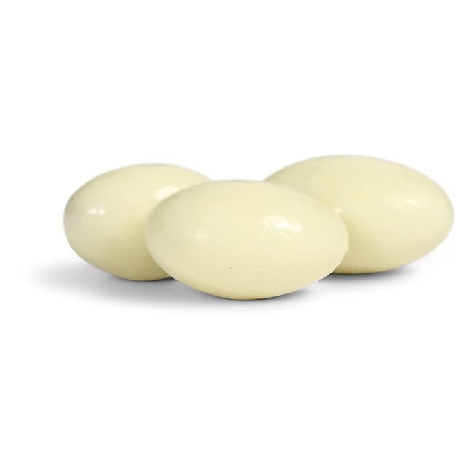 Gourmet White Chocolate Covered Almonds by Its Delish 3 LBS Jumbo Reusable Container(Jar) | White Milk Chocolate Coated Almond Nuts Kosher Dairy