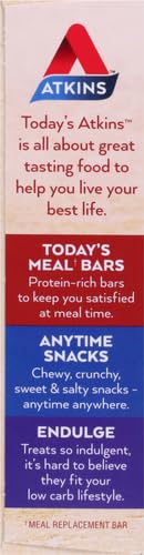 Atkins Vanilla Caramel Pretzel Protein Meal Bar High Fiber 2g Sugar 4g Net Carbs Meal Replacement Keto Friendly 5 Count