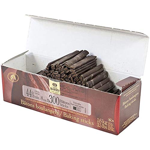 Cacao Barry Callebaut Dark Baking Extruded Sticks. Semi Sweet Chocolate Batons Boulangers for Croissants and Pain au Chocolat. 44% Cacao (3.5 Lbs 16 kg) 300 pieces
