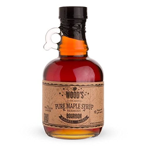Two Glass Jars of Vermont Pure Maple Syrup - Bourbon Maple Syrup and Rum Maple Syrup