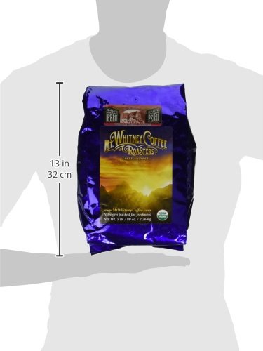 Mt. Whitney Organic Shade Grown Low Acid Coffee from Peru (Whole Bean 5 Lb)
