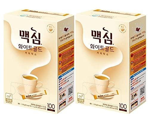 Maxim Coffee Mix Instant Coffee (ë ™ì„œ 맥ì‹¬ 커í”¼ 믹ìŠ¤) 100 sticks/pack (White Gold 100 Sticks x 2 Box)