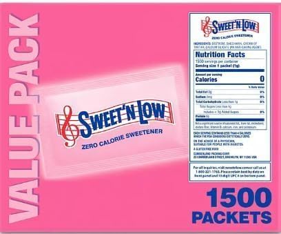 Swweet Zeero-Calorie Sweetener 1500 Packets Sweet and Low Sugar Substitute for Coffee Bulk Pack N Sweet Low Sugar Alternative Sweetener Travel Size Packets +shipping box