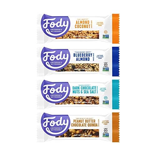 Fody Foods Snack Bars Variety Pack 1.41 Oz (Pack of 12) 4 Flavors Protein Bars Low FODMAP Gut &amp IBS Friendly Vegan Lactose Free Non-GMO Gluten Free