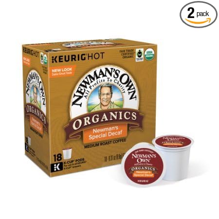 Newmans Own Organics Special Blend Decaf Keurig Single-Serve K-Cup Pods Medium Roast Coffee 18 Count (Pack of 2)