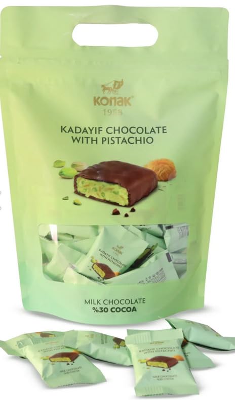 320 Count of Mini Dubai Chocolate Kunafa Pistachio Bar - Pistachio Chocolate Bars with Shredded Phyllo Dough - Fresh Daily Production Perfect for Gifting - 8.8 lbs/Aprox 320 Pieces