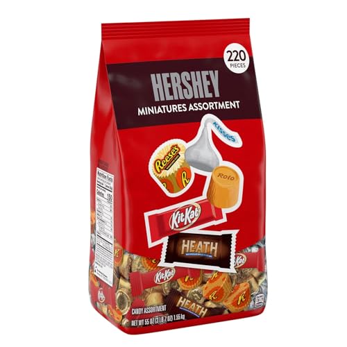 Hershey Assorted Chocolate Miniatures Candy Individually Wrapped Bulk Bag (55 oz. 220 pc.)