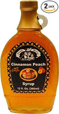 Amish Wedding Foods Fruit Flavored Pancake &amp Waffle Syrup TWO 12 fl. oz. Bottles (Cinnamon Peach)