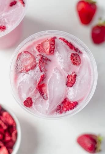 Freeze Dried Strawberries | Dried Strawberry Slices 200+Slices | 100% Natural | Gluten Free | For Garnishing Cocktails Cake Decoration Baking Fruit Sorbet Tea Cooking | 2.82 oz80 Grams PET Jar