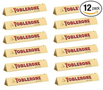 TOBLERONE SWISS MILK CHOCOLATE WITH HONEY AND ALMOND NOUGAT 12 X 100 G BARS