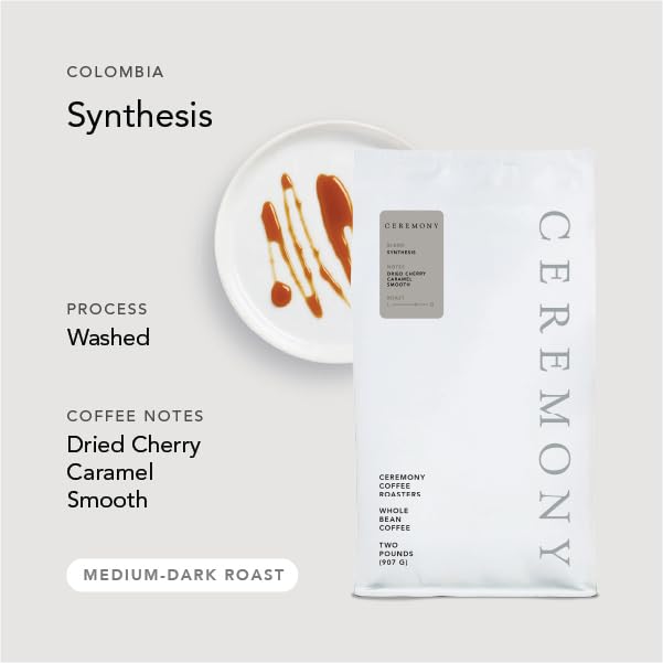 Ceremony Coffee Roasters - Synthesis House Blend - Specialty Whole Bean or Ground Coffee- 2lb Bag (Espresso - Fine Grind)