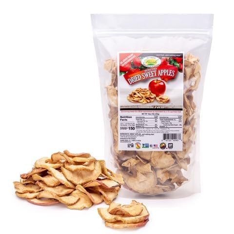 Sunrise Fresh No Sugar Added Dried Sweet Apples: Gluten-Free Low-Calorie No Preservatives Unsulfured -1 lb Resealable Bag of Dehydrated Apple Slices - Delicious Dried Fruit for Healthy Snacking