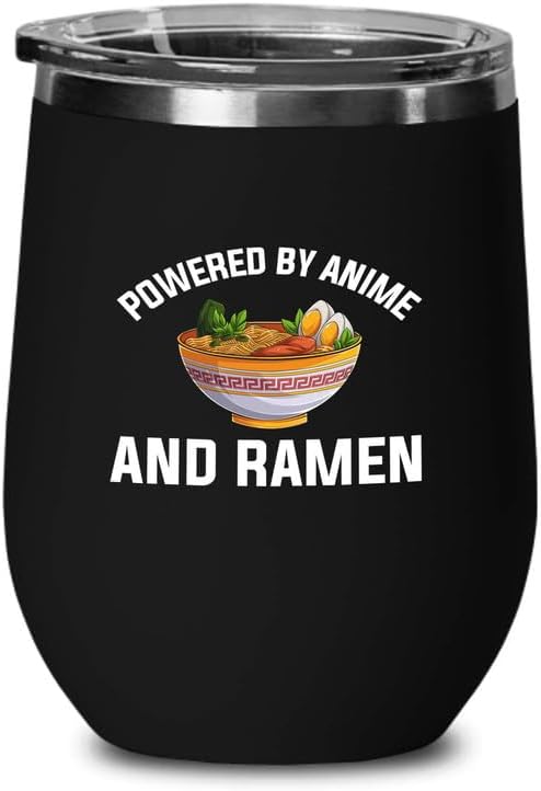 Ramen Lover Black Edition Wine Tumbler 12oz - Powered by anime - Food Lovers chicken pumpkin vegan pantry spicy noodles