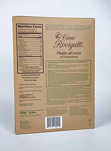Pappardelle Egg Gourmet Pasta (Pack of 4) - Italian Gourmet Pasta From the Region of Di Campofilone - Imported Gourmet Italian Egg Pasta - 8.8 ounces / 250 grams