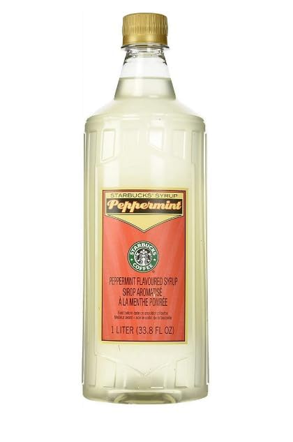 Peppermint Syrup - 1 Liter Bottle Bundle - Authentic Peppermint Syrup Premium Taste - Perfect for Starbucks Coffee Lattes Mochas and Desserts - Combo Bottle With Pump