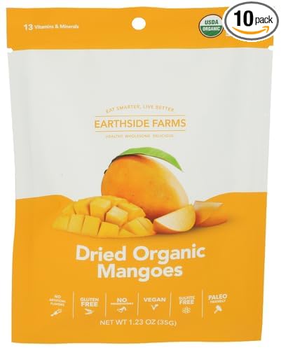 Earthside Farms Dried Mangoes Organic 1.23 oz (Pack of 10)