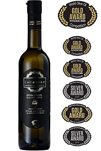 Laconiko Ultra Premium 100% Extra Virgin Olive Oil Value Pack | Cold Pressed | From Greece | KORONEIKI Variety | 2025 Gold Medal Award Winning NYIOOC | (76.1 OZ (6 Bottles of 12.7 OZ))