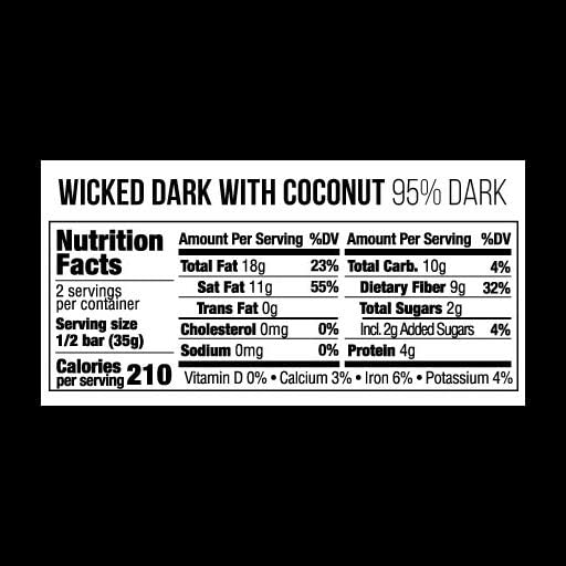 Taza Chocolate Organic Amaze Bar 95% Stone Ground Wicked Dark with Toasted Coconut 2.5 Ounce (10 count)