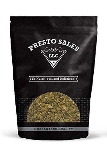 Pumpkin Seeds Raw Shelled Green Pepitas Premium Natural Snack Eating Or Cooking Nutritious Packed in a resealable pouch bag of 2 lbs. (32 oz.) by Presto Sales LLC