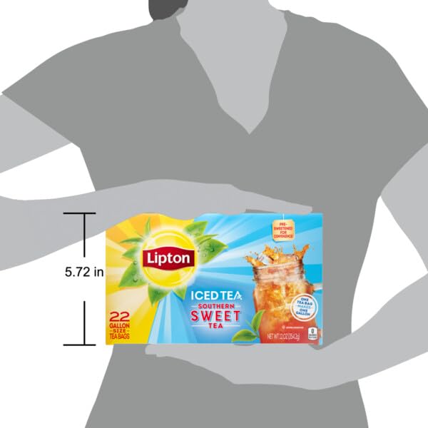 Lipton Southern Sweet Tea Gallon-Size Tea Bags 22 Count Box (Pack of 2)