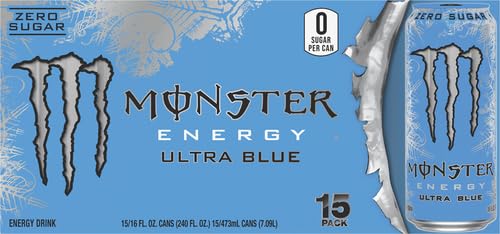 Monster Energy Ultra Blue Sugar Free Energy Drink 16 Ounce | Pack of 15