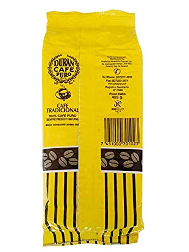 Cafe Duran (Two Pack) Cafe Tradicional - Best Panama Coffee - Regular Ground 1 Pound/425g