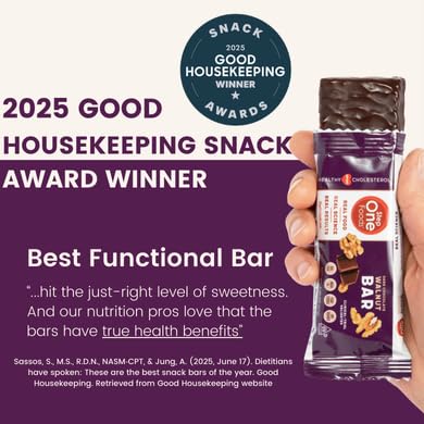 Step One Foods Dark Chocolate Walnut Bars Omega 3's and Dietary Fiber Gluten Free Non-GMO Vegan Clinically Proven to help Lower Cholesterol (24 Pack)