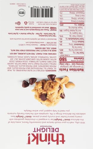think! Delight Keto Protein Bars Healthy Low Carb Gluten Free Snack - Chocolate Peanut Butter Cookie Dough 10 Count (Packaging May Vary) (Pack of 2)