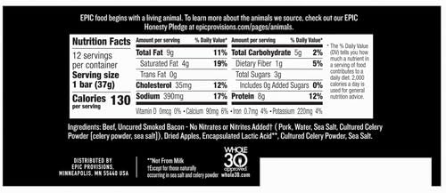 EPIC Beef Uncured Bacon and Apple Bars Whole 30 Paleo Friendly Protein Snacks 12 Ct 15.6 oz (Pack of 4)