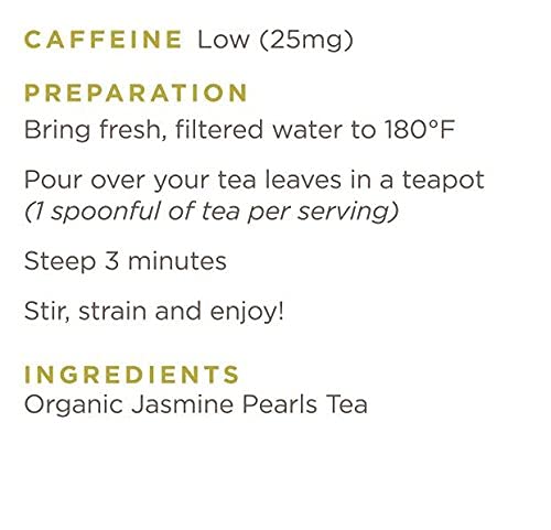 Golden Moon Tea Organic Jasmine Pearls Green Tea - Loose Leaf Dragon Pearls Premium Grade Non GMO - Half Pound (96 Servings)