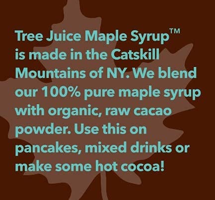 Tree Juice Chocolate Maple Syrup | 100% Pure Grade A Maple Syrup | All Natural Non GMO Vegan Gluten Free Vegetarian Paleo | 12 Ounce Bottle