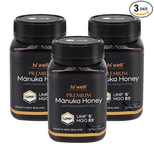 (Pack of 3) Hi Well Premium Manuka Honey Certified Monofloral UMF 5+ MGO 83+ 500g