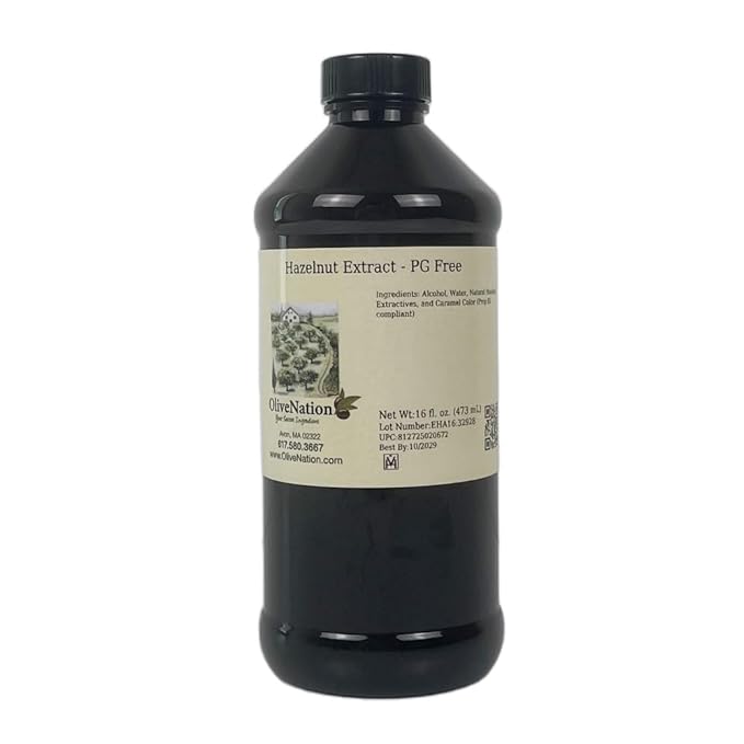 Olivenation Hazelnut Extract | Rich Nutty Flavor | Perfect for Cakes Cookies Ice Cream | PG Free Non-GMO Gluten Free Kosher &amp Vegan | 16 ounces