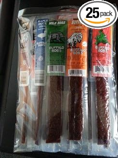 25 Piece Game Jerky Alligator Beef Buffalo Elk Ostrich Kangaroo Venison Wild Boar