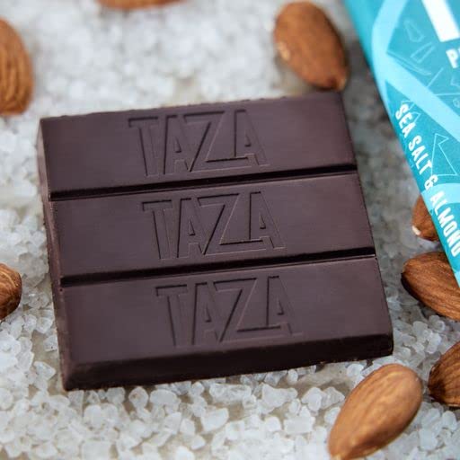 Taza Chocolate Organic Amaze Bar 80% Stone Ground Sea Salt Almond 2.5 Ounce (10 Count) Vegan