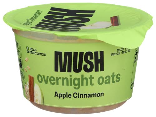 Mush Overnight Oats - Apple Cinnamon - Good Source of Fiber Non-GMO Dairy Free Gluten Free 5oz - 8 Pack