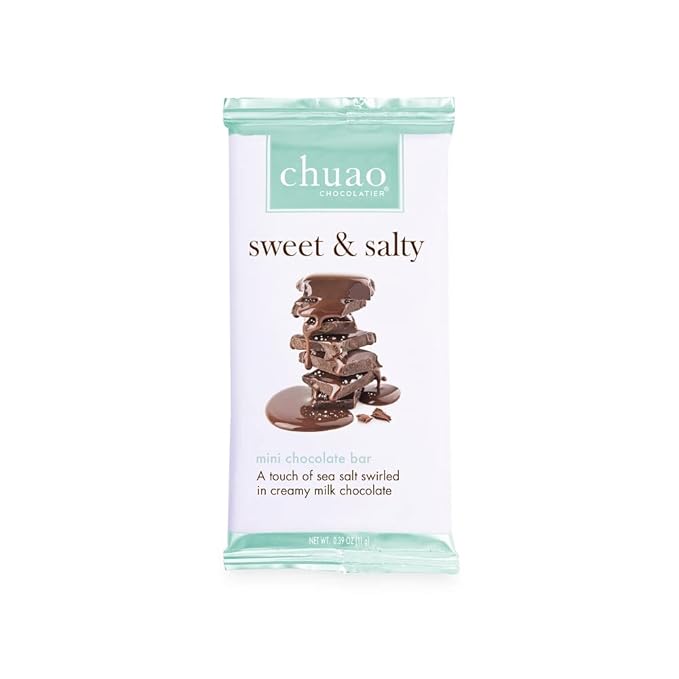 Chuao Chocolatier Sweet &amp Salty Milk Chocolate Mini Bars | Gourmet Chocolate Sea Salt European No Preservatives | For Gift Baskets Christmas Valentines Day Gifts for Women Men Birthday Thank