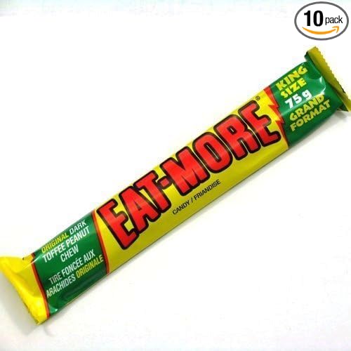 Lot of 10 King Size Eat-more Candy Bars Dark Canada Toffee Peanut Chocolate Candy Bars 75 Grams Each From Canada