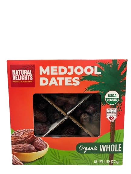 Natural Delights Organic Medjool Dates Whole 5 Pounds