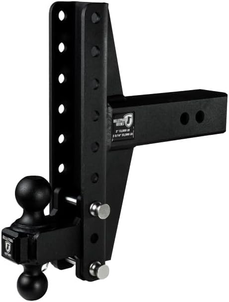 BulletProof Hitches - 3.0 Adjustable Heavy Duty Trailer Hitch (22000 lb. Rating) - Offset 4 &amp 6 Drop/Rise Trailer Hitch with 2 &amp 2-5/16 Dual Ball - Powder Coat Solid Steel Corrosion-Re