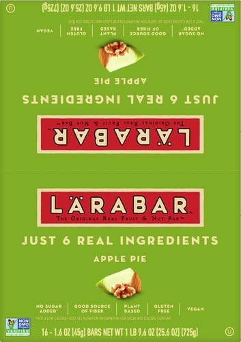 Larabar Apple Pie Gluten Free Vegan Fruit &amp Nut Bar 1.6 oz Bars 16 Ct