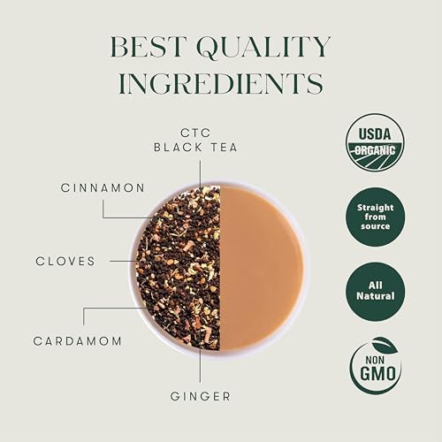 Luxmi Estates Masala Chai 50 Tea Bags (100g) Pack | Adda-Bari | Certified Organic Black Tea | Strong Robust &amp Aromatic Masala | Resealable Zipper Pouch | Brew Hot Iced &amp Latte | Indian Spic